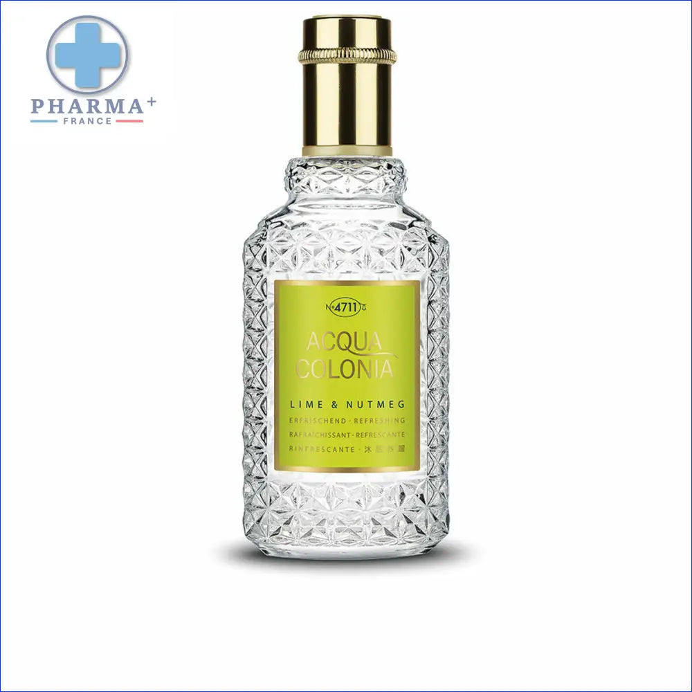 Bouteille en verre clair de 4711 Acqua Colonia Lime & Nutmeg, parfum unisexe, groupe Nobélis