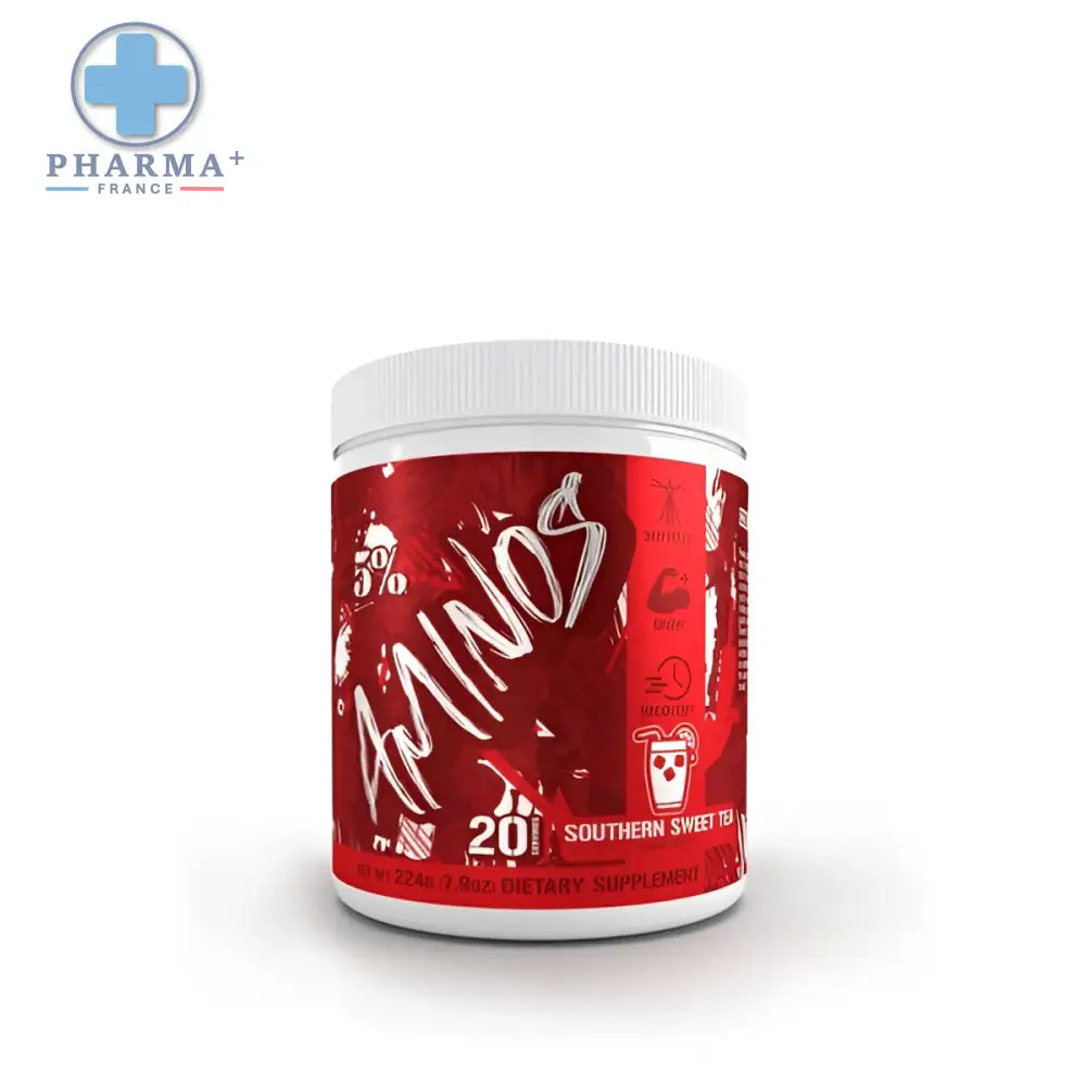 Conteneur rouge et blanc d’acides aminés 5% nutrition code red saveur southern sweet tea 30 portions