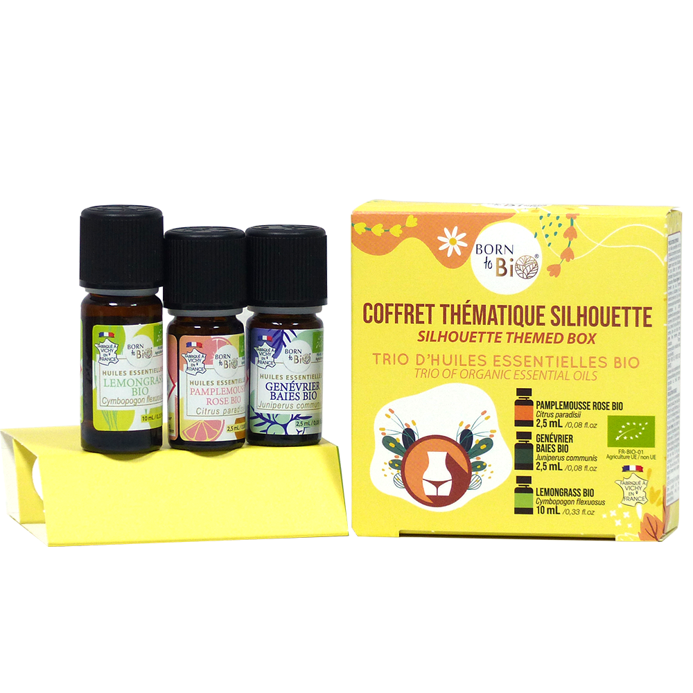 NÉE JAUNE COFFRET SILHOUETTE HUILES ESSENTIELLES ORGANIQUES 3 UNITÉS
