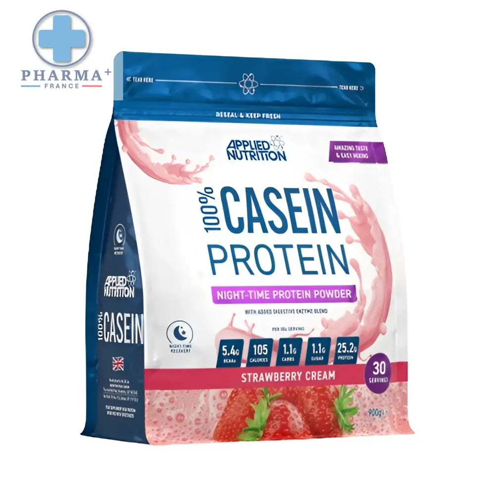 Sachet de protéine casein strawberry cream applied nutrition 1,8 kg en poudre 100% casein protéine