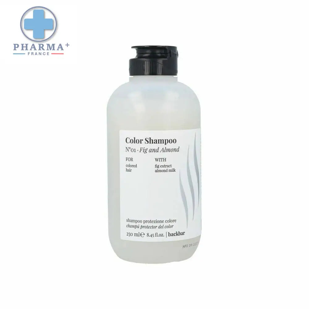 Bouteille de shampooing colorant Black Bar Farmavita avec extrait de figue et lait d’amande