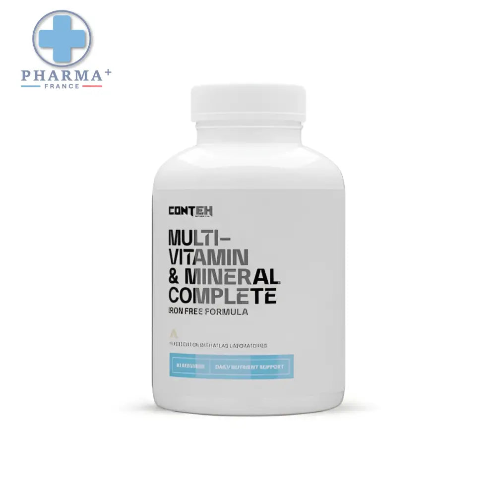 Bouteille blanche en plastique de conteh sports multivitamin complément multivitamines et minéraux 60 gélules