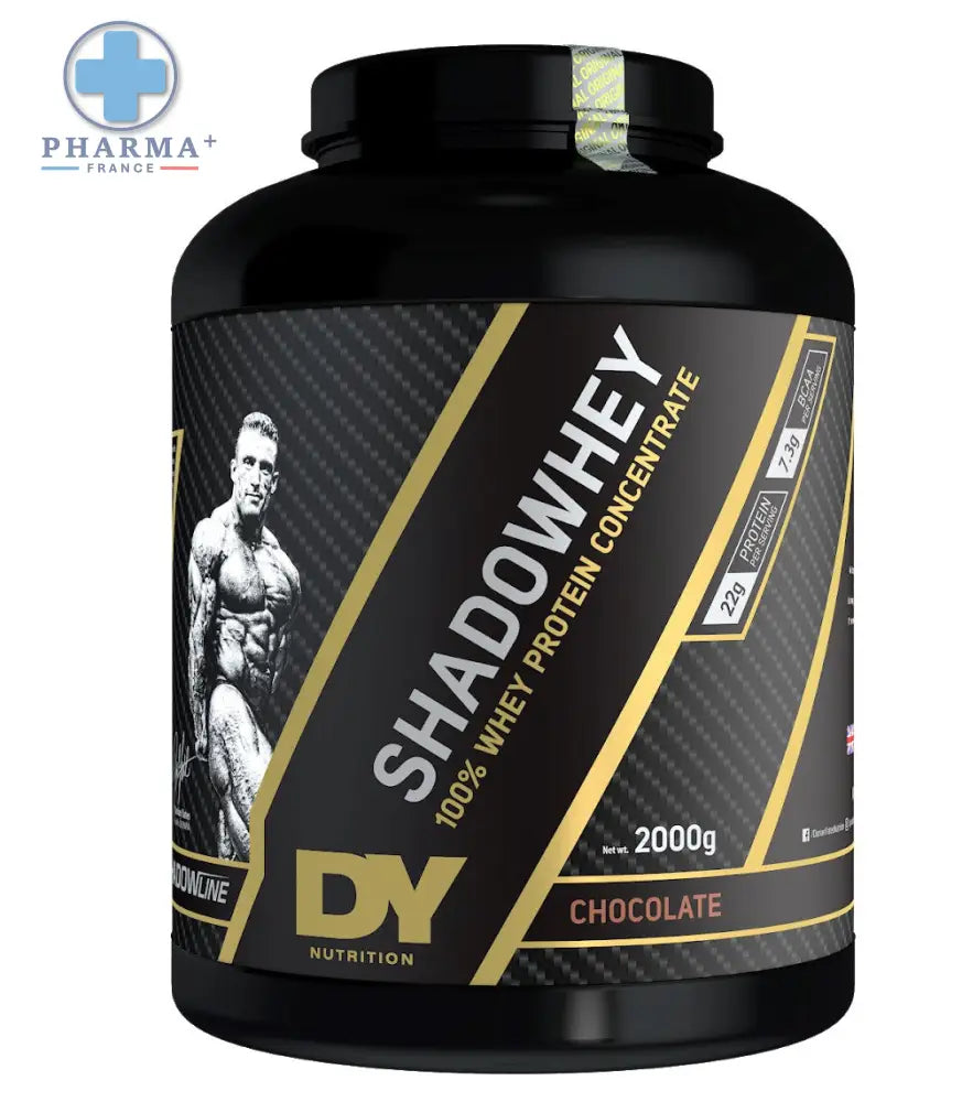 Boîte noire en plastique de dorian yates shadowhey concentrate protéines de lactosérum chocolat par dy nutrition