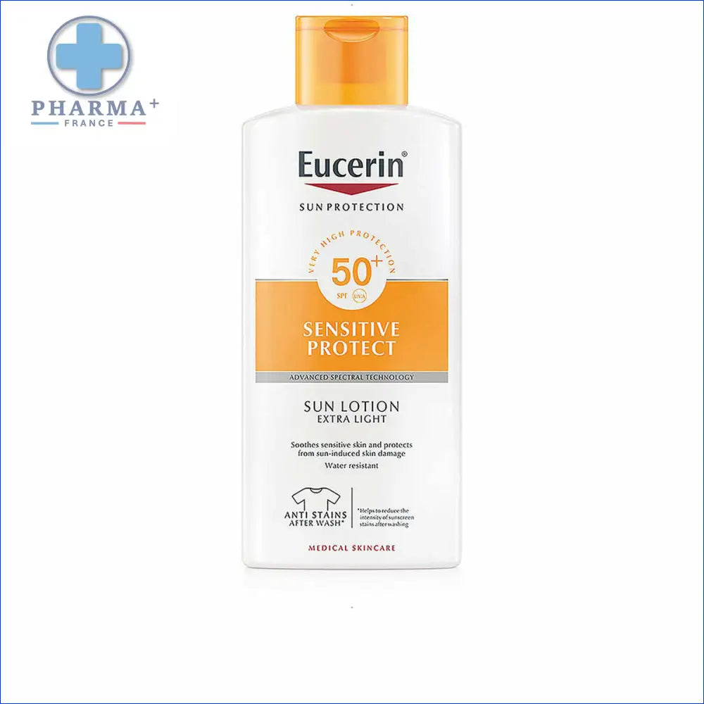 Eucerin lotion solaire sensitive protect SPF 50+ groupe nobélis, protection solaire sensitive légère