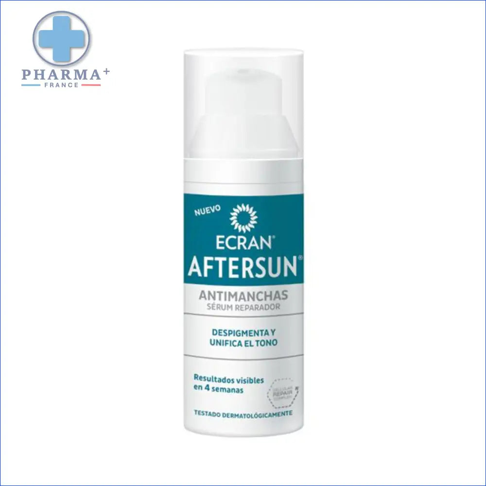 Flacon pompe blanc et teal Groupe Nobélis Aftersun Repair Complex ecran 50 ml