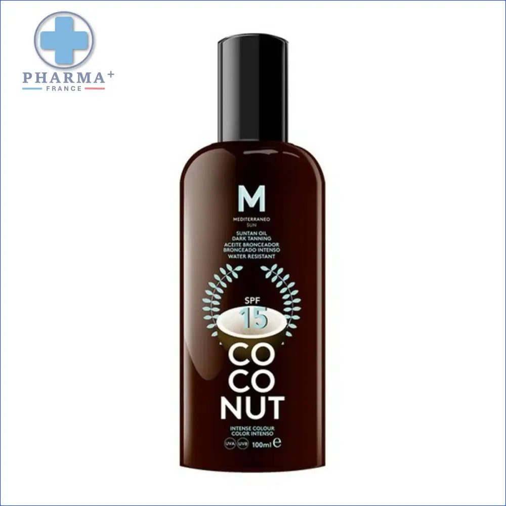 Huile solaire bronzage intense Groupe Nobélis avec SPF 15 et parfum coco