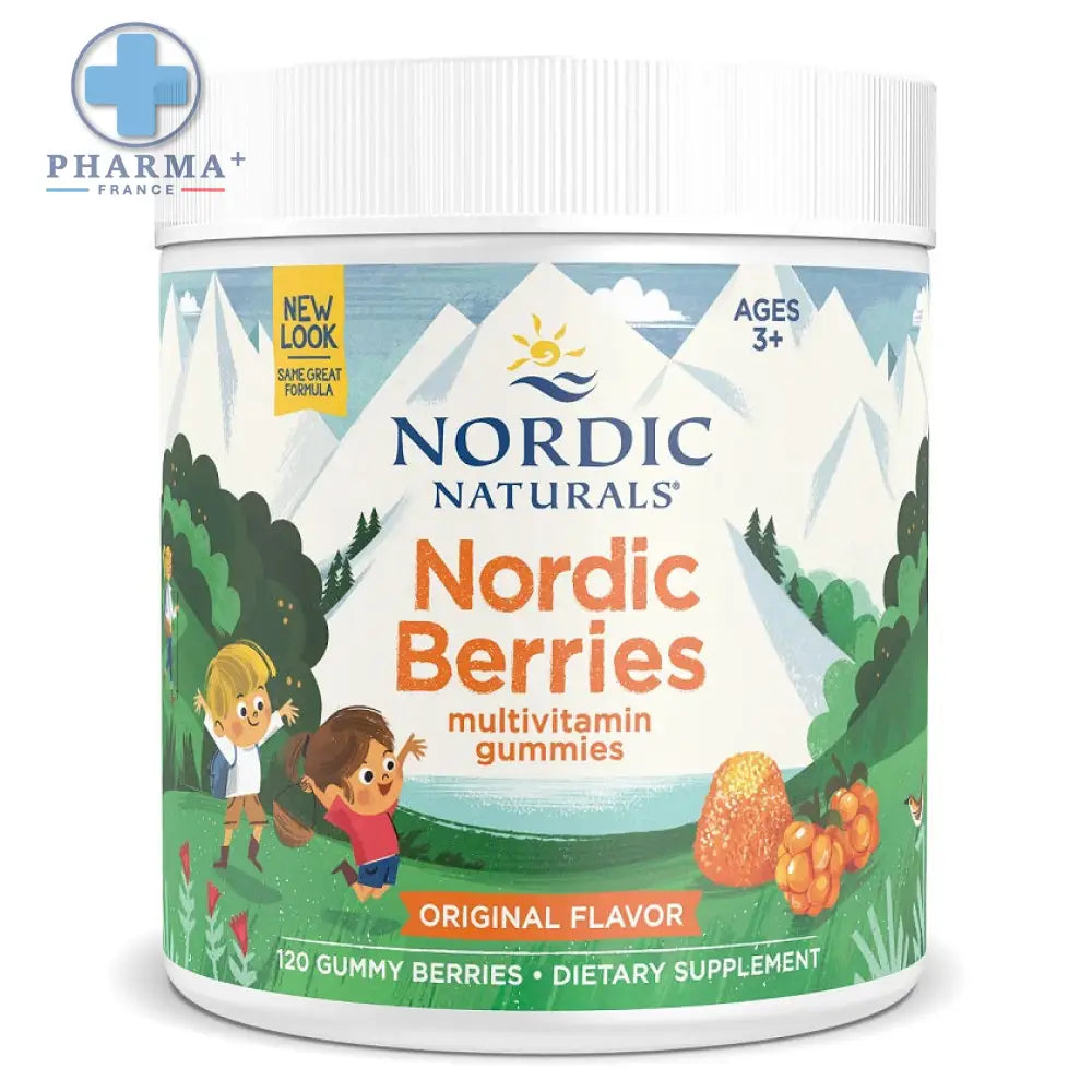 Nordic naturals nordic berries multivitamines gommes 120 unités en pot blanc avec étiquette colorée originale saveur nordic naturals nordic