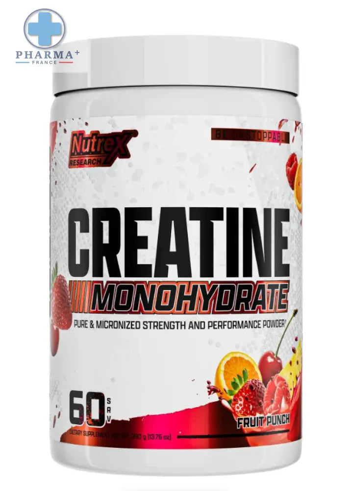 Pot container white of nutrex créatine monohydrate punch aux fruits powder for sports supplementation