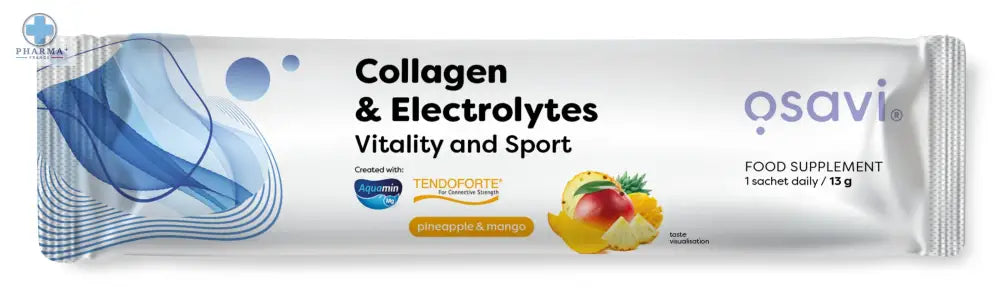Complément collagène et électrolytes qsavi blanc et bleu saveur ananas mangue pour électrolytes vitalité et sport