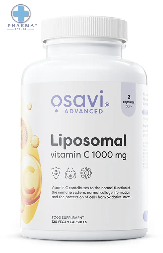 Flacon blanc en plastique de osavi liposomal vitamine c 1000 mg 120 capsules végétaliennes avancées