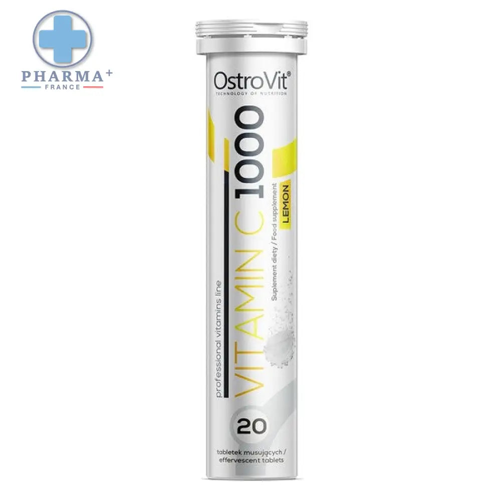 Tube argenté cylindrique ostrovit compléments alimentaires vitaminé vitamine c 1000 lemon flavor complexe vitaminé conçu