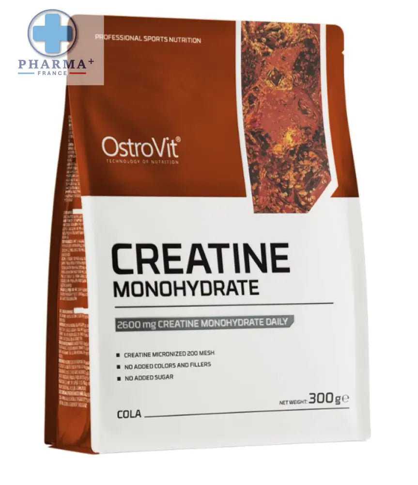 Ostrovit créatine monohydrate goût cola 500 g en sachet marron et blanc pour performance sportive