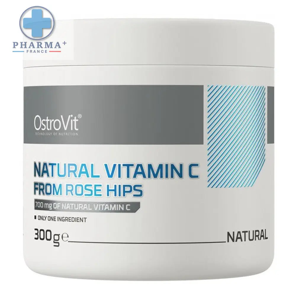 Contenant cylindrique blanc d ostrovit vitamine c naturelle de rose hips 300 g pour renforcer le système immunitaire