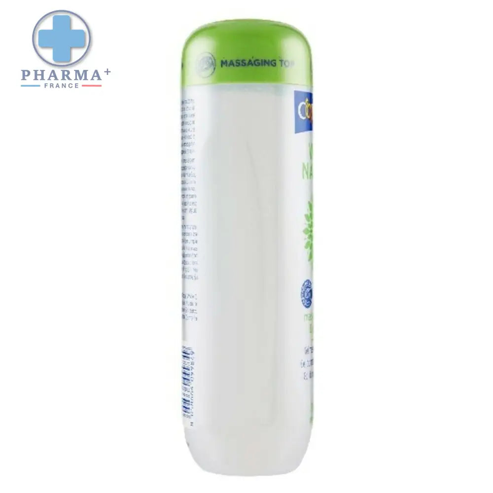 Flacon blanc avec capuchon vert de Wild Nature Control, gel de massage naturel à base d’eau avec des feuilles
