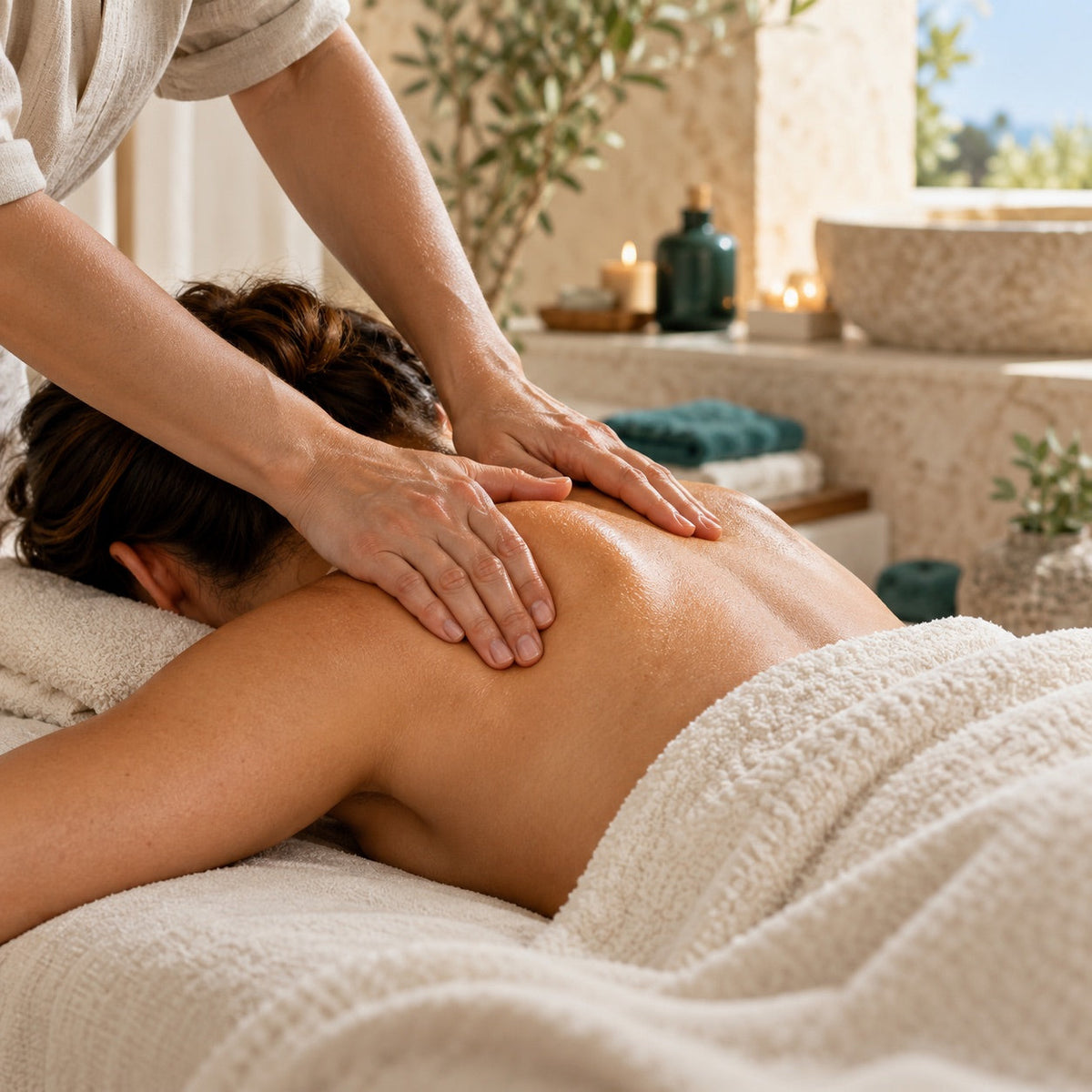 Massage des épaules dans une ambiance de détente