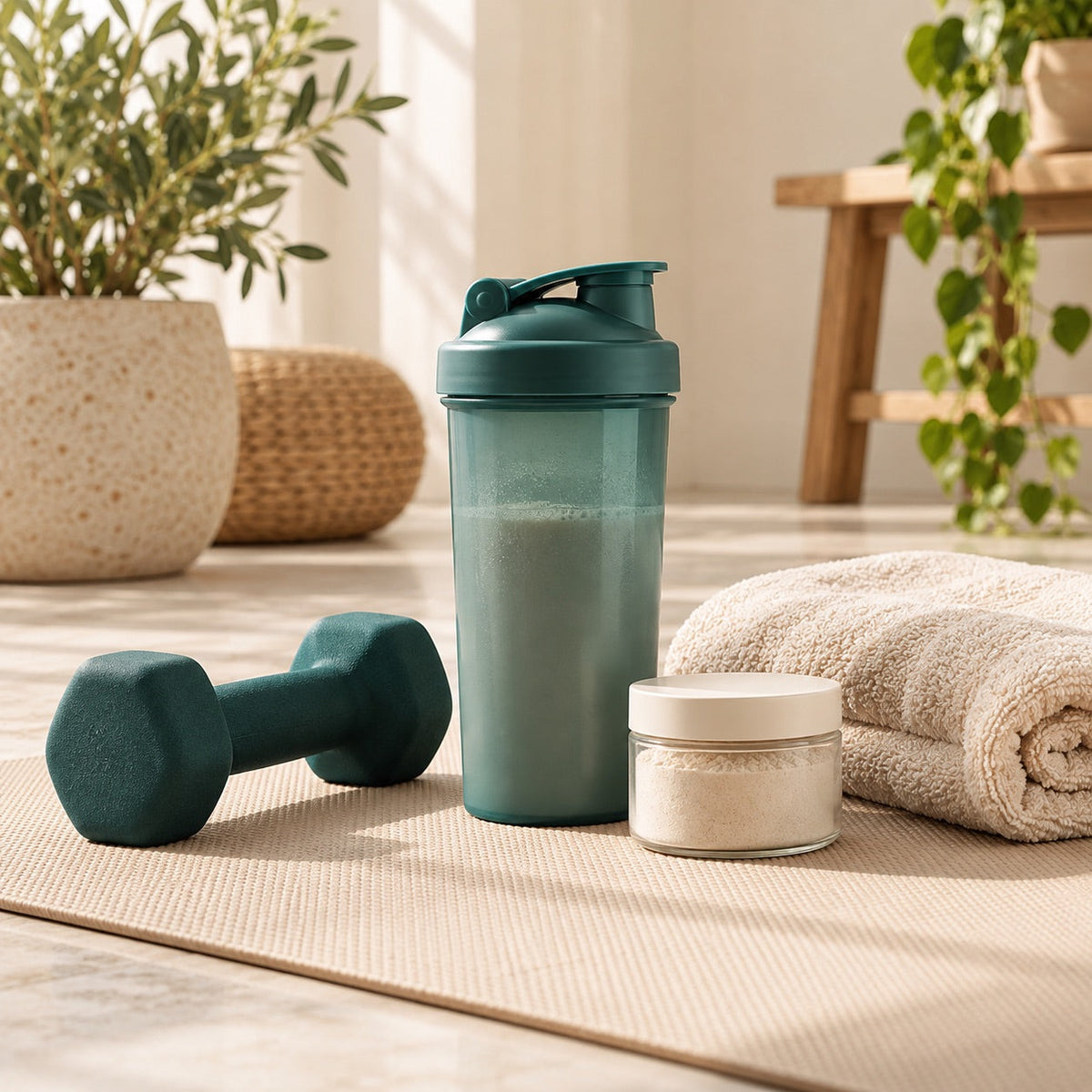 Shaker et accessoires avant l’entraînement