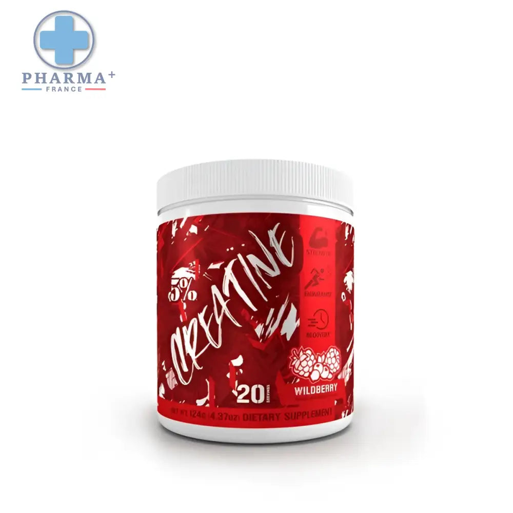 Pot rouge et blanc de nutrition créatine code red wildberry 600 g destiné aux sportifs de strength labs