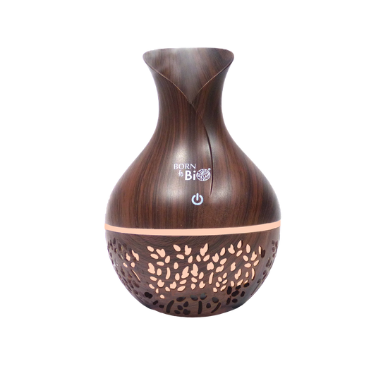 DIFFUSEUR HUMIDIFICATEUR BOIS FONCÉ MOTIFS FEUILLES 130 ML