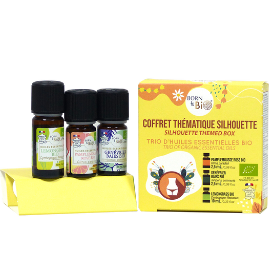 NÉE JAUNE COFFRET SILHOUETTE HUILES ESSENTIELLES ORGANIQUES 3 UNITÉS