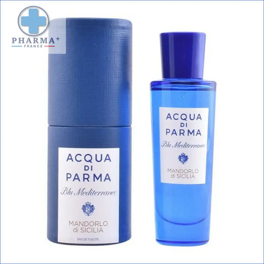 Flacon bleu Acqua di Parma parfum unisexe avec boîte cylindrique Groupe Nobélis