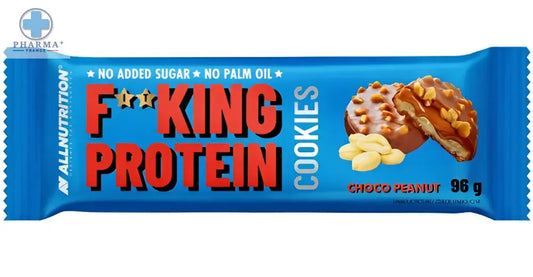Allnutrition fitking protéine cookies choco peanut 96 g emballage bleu saveur chocolat et cacahuète