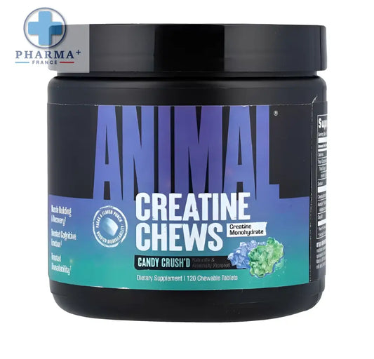 Boîte noire en plastique d animal créatine chews creapure goût candy crush 120 unités pour complément sportif