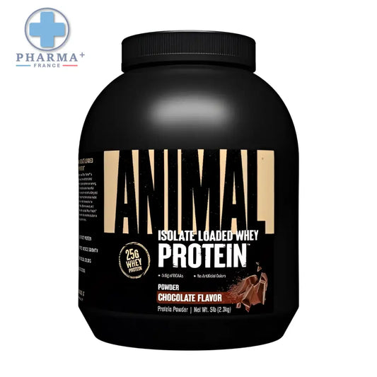 Conteneur en plastique noir de whey isolate animal saveur chocolat en poudre pour supplément protéiné
