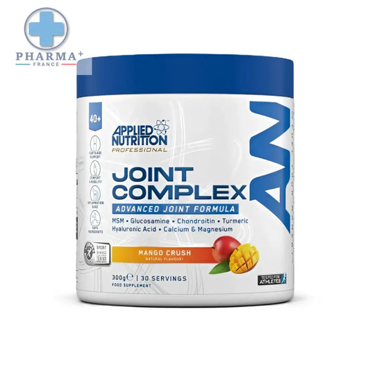Conteneur cylindrique bleu et blanc de applied nutrition joint defender complexe articulaire saveur mango crush 290 g