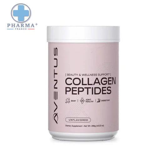 Conteneur cylindrique rose mat avec couvercle blanc pour aventus supplements collagène peptides en poudre 300 g