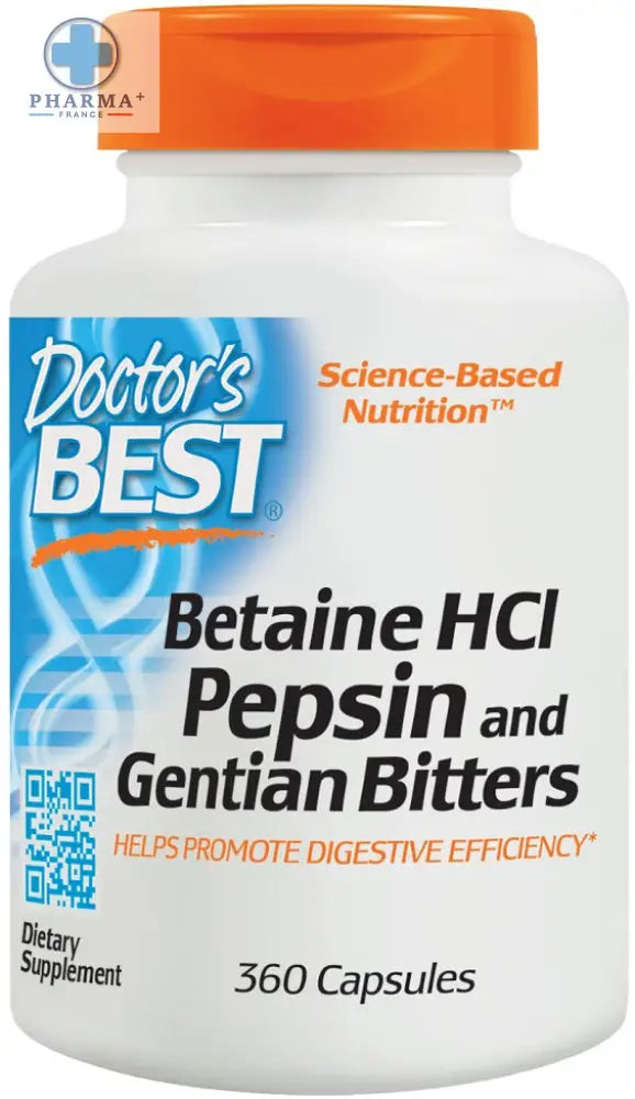 Betaine HCl Pepsin & Gentian Bitters 360 caps – Doctor's Best