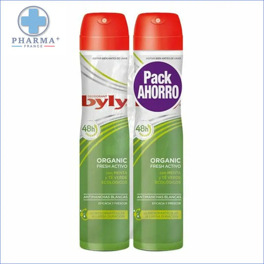 Deux sprays de déodorant Byly Organic Extra Fresh du groupe Nobélis