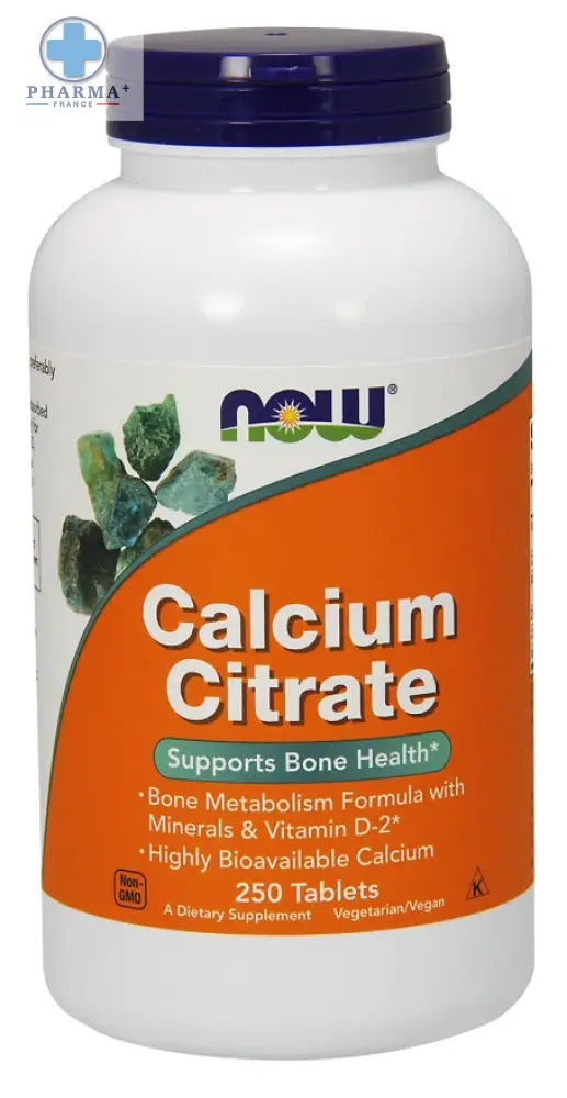 Calcium Citrate avec Minerals & Vitamin D-2 250 tabs – NOW Foods