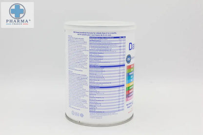 White cylindrical can of Danalac goat milk lait infantile gos fos infant formula step 1 400 g by pharma+ france