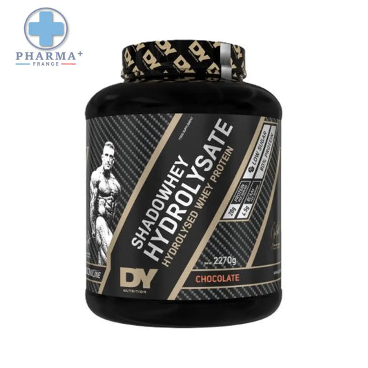 Contenant noir en plastique de dorian yates shadowhey hydrolysate protéine de lactosérum chocolat avec étiquette carbone