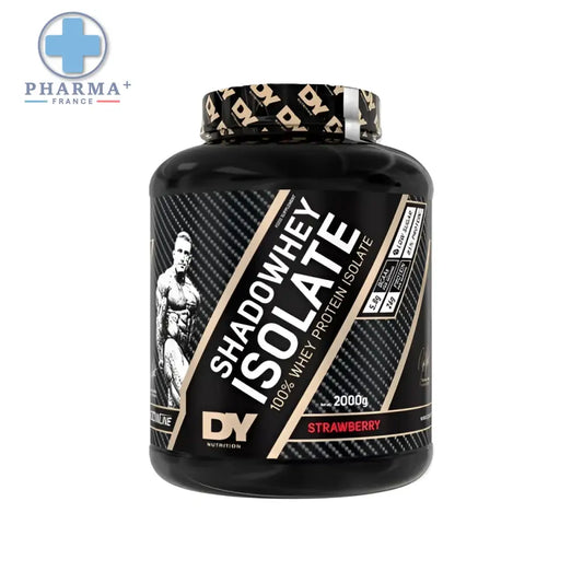 Contenant noir en plastique de dorian yates shadowhey isolate protéine en poudre goût fraise 2kg