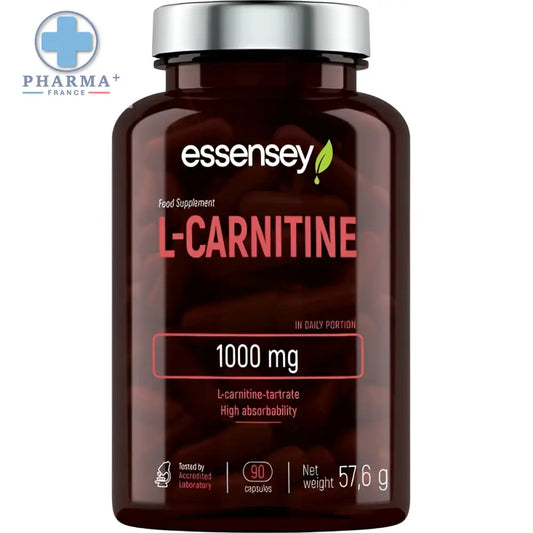 Bouteille foncée essensey l-carnitine 1000 mg avec 90 gélules complément sportif l-carnitine pour routine quotidienne
