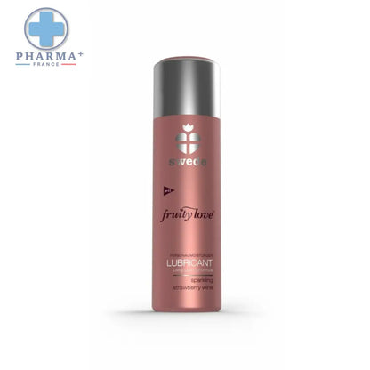 Bouteille métallique rose de lubrifiant à base d’eau Groupe Nobélis saveur fraise pétillante
