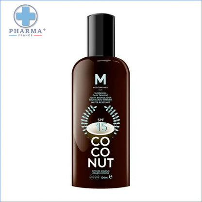Huile solaire bronzage intense Groupe Nobélis avec SPF 15 et parfum coco