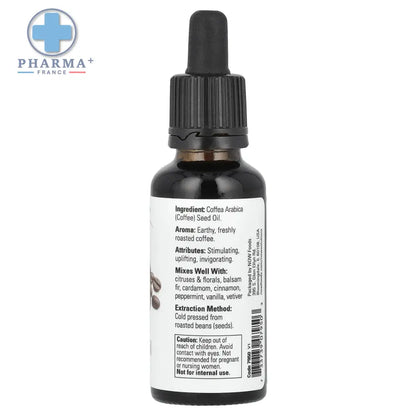 Flacon en verre foncé avec une huile végétale de coffea arabica 30 ml au parfum caractéristique stimulant