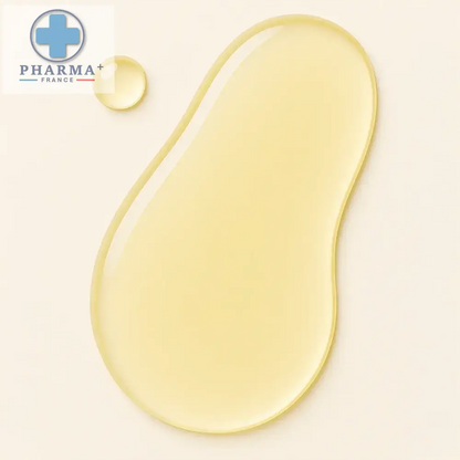 Un goutte de liquide jaune pâle translucide huile sèche certifiée biologique soin ricin né pour bi huile de soin ricin