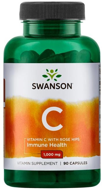 Swanson Vitamine C with Rose Hips Extract, 1000mg - 90 capsules – Complexe Vitaminé