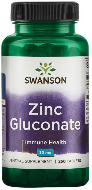 Swanson Zinc Gluconate, 30mg - 250 comprimés – Complément Alimentaire au Zinc