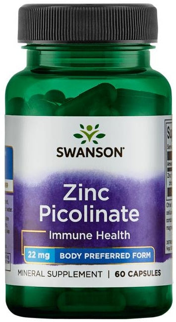 Swanson Zinc Picolinate Body Preferred Form, 22mg - 60 capsules – Complément Alimentaire au Zinc