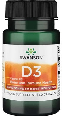 Swanson Vitamine D-3, 1000 IU - 60 capsules – Complexe Vitaminé
