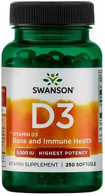 Swanson Vitamine D-3, 5000 IU - 250 capsules molles – Complexe Vitaminé