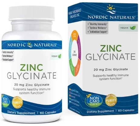 Nordic Naturals Zinc Glycinate, 20mg - 60 capsules – Complément Alimentaire au Zinc