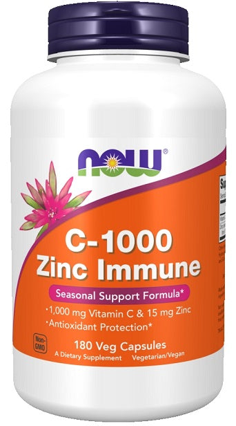 NOW Foods C-1000 Zinc Immune - 180 capsules végétales – Complément Alimentaire au Zinc