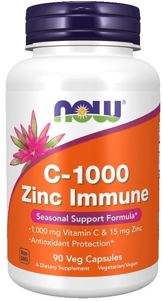 NOW Foods C-1000 Zinc Immune - 90 capsules végétales – Complément Alimentaire au Zinc