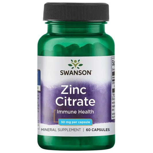 Swanson Zinc Citrate, 30mg - 60 capsules – Complément Alimentaire au Zinc