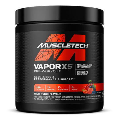 MuscleTech Vapor X5 Pre-Workout – Fruit Punch – 247g
